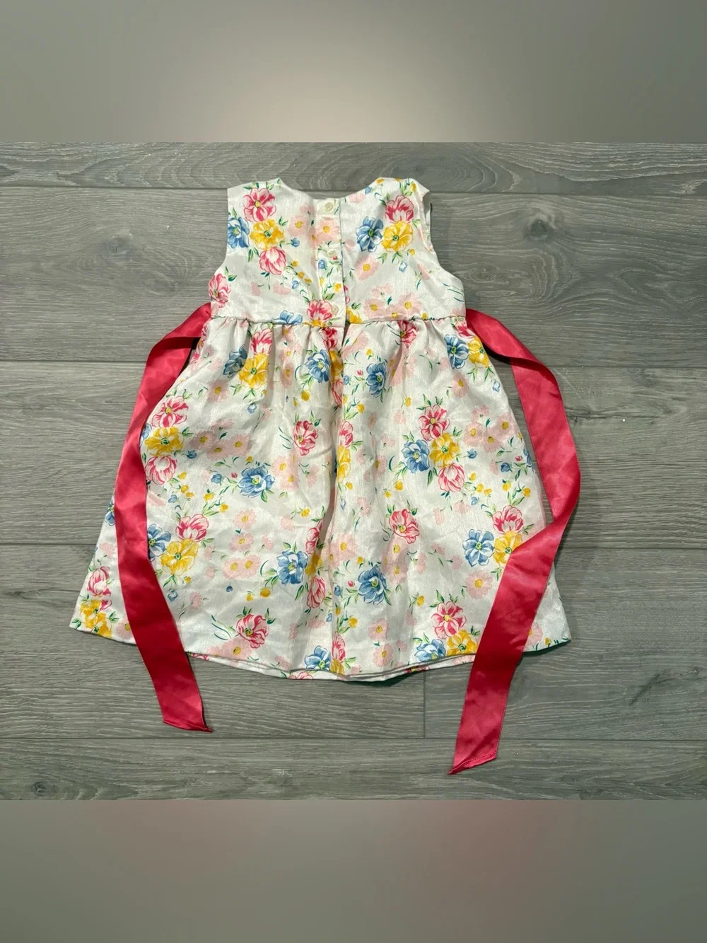 CHAPS Floral Satin Girl's Dress with Pink Sash. Girls 18 months
